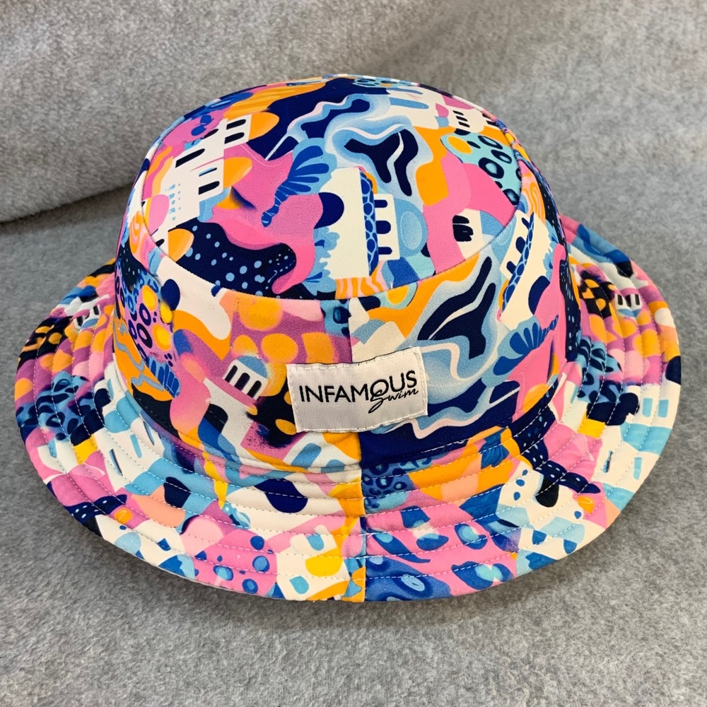 Abstract Santorini Print Baby Toddler Multi Infamous Swim Bucket Hat UPF 50+ 0-5